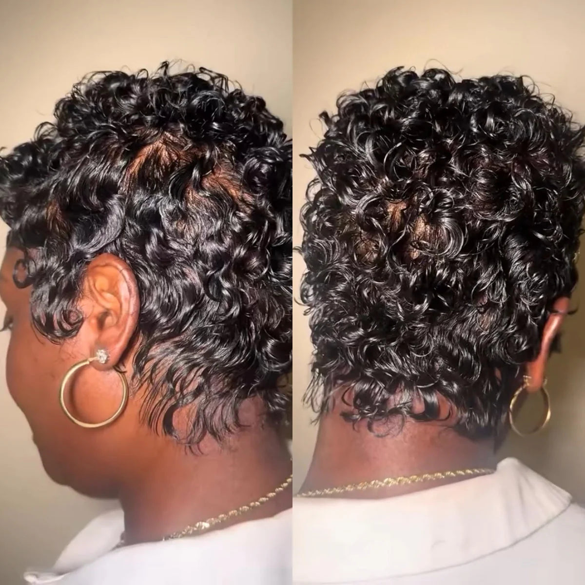 Full Lace Glueless Finger Curls Short Pixie Wig