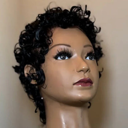 Full Lace Glueless Finger Curls Short Pixie Wig