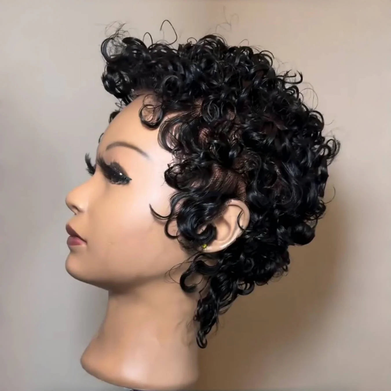 Full Lace Glueless Finger Curls Short Pixie Wig