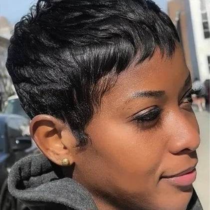 Full Lace Short Pixie Cut Glueless 100% human Hair Wig