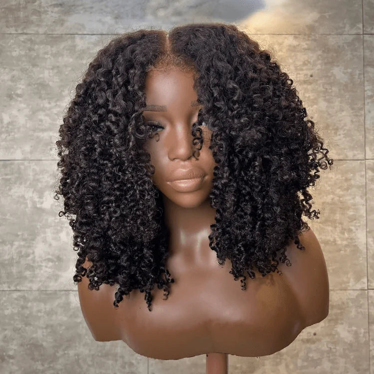Luxurious Curls HD Lace Closure With 4C Kinky Edges Pre-cut Glueless Wig
