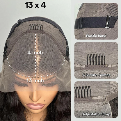 Side Part Brown Highlights Short Bob 13×4 Lace Wig