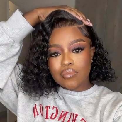 Natural Black Afro Kinky Curly Bob 13x4 Lace Frontal Wig