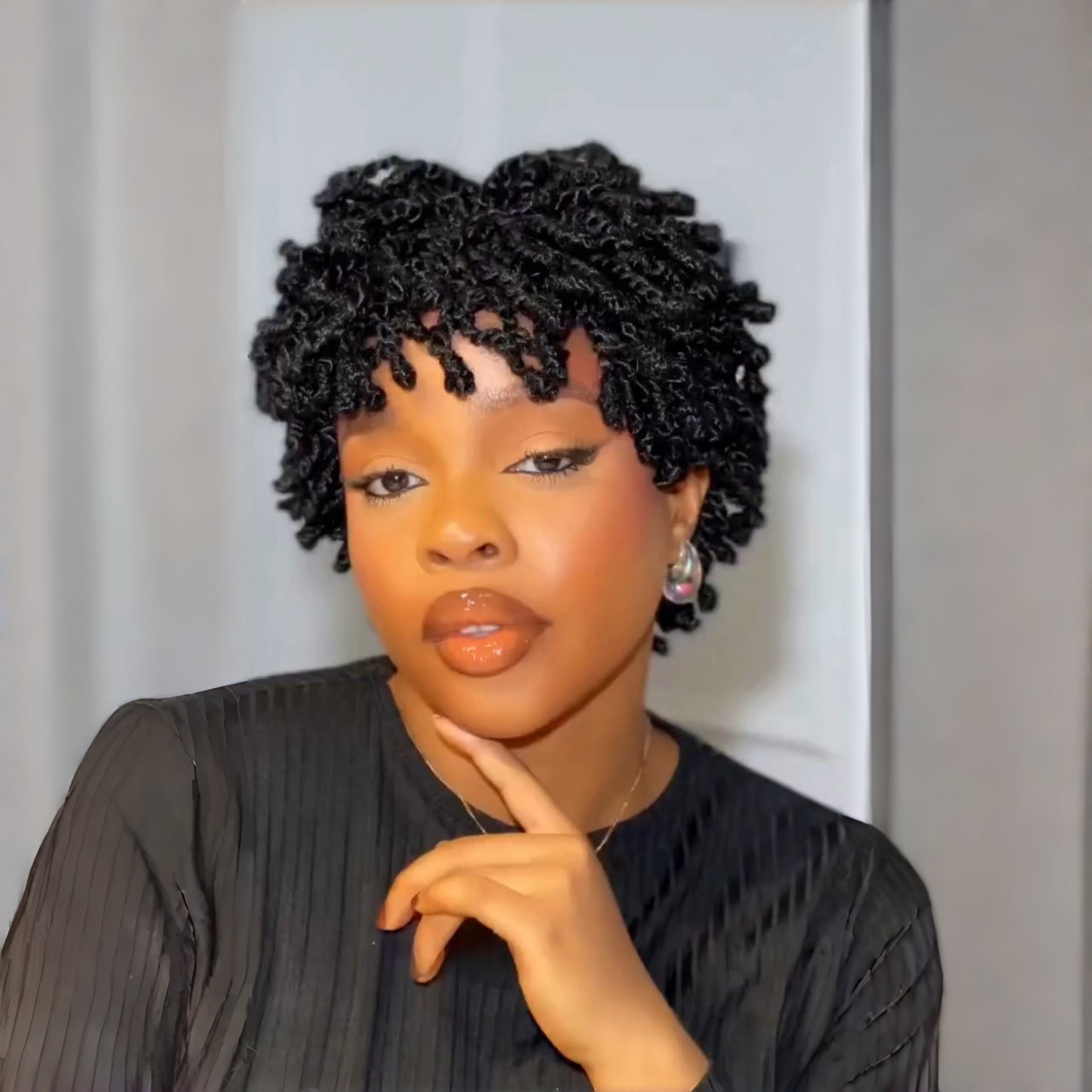 Full Lace Natural Black Afro Lightweight Mini Kinky Twist Wig