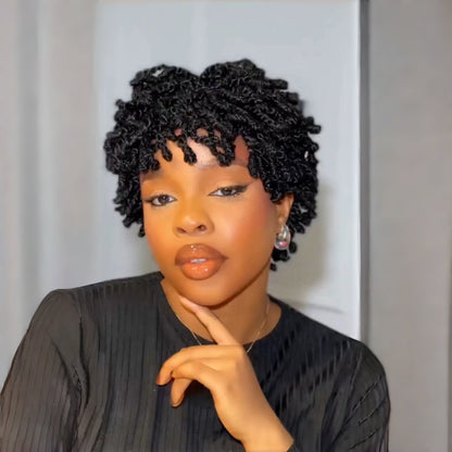 Full Lace Natural Black Afro Lightweight Mini Kinky Twist Wig