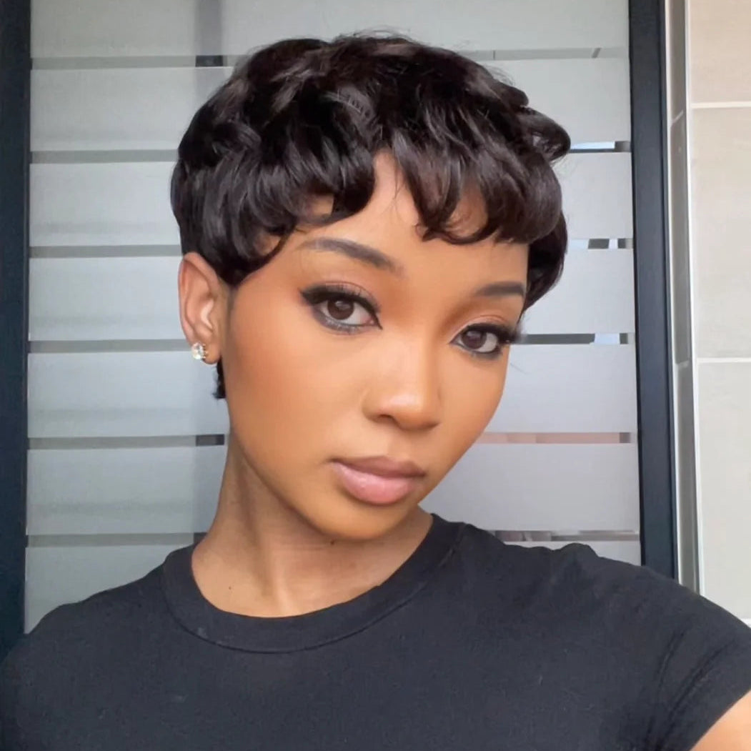 Wear & Go Natural Black Short Peruvian Pixie Cut Wig