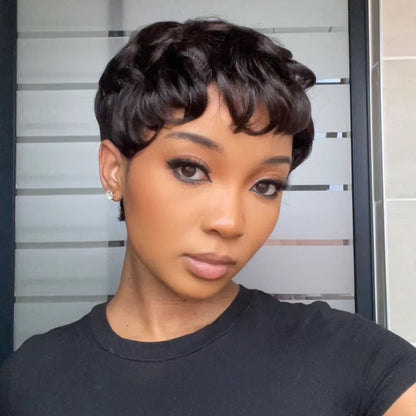 Wear & Go Natural Black Short Peruvian Pixie Cut Wig