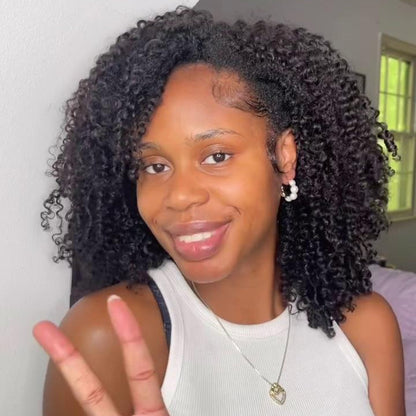 Glueless Natural Voluminous Kinky Curly Bob 5×5 Lace Closure Wig