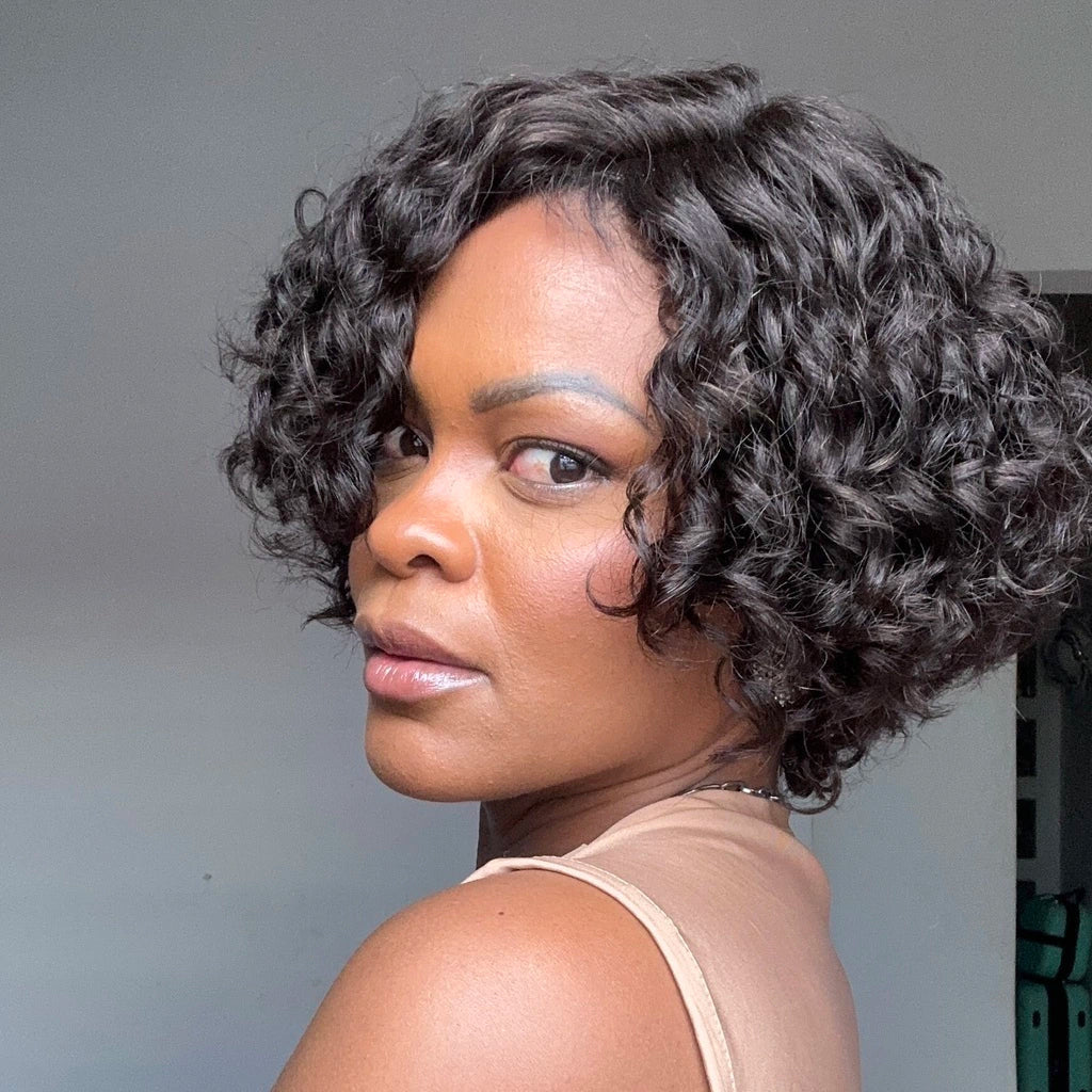 Voluminous Short Cut Curly Bob Wig 100% Human Hair