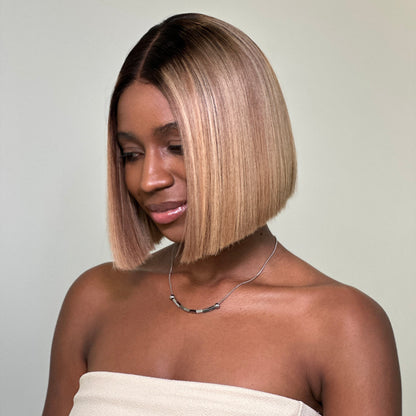 613 Ombre Blonde Highlight 5x5 Lace Closure Bob Wig