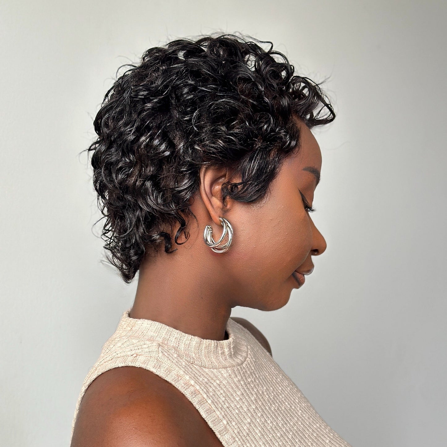Full Lace Wave Curls Short Pixie Cut Glueless Wig