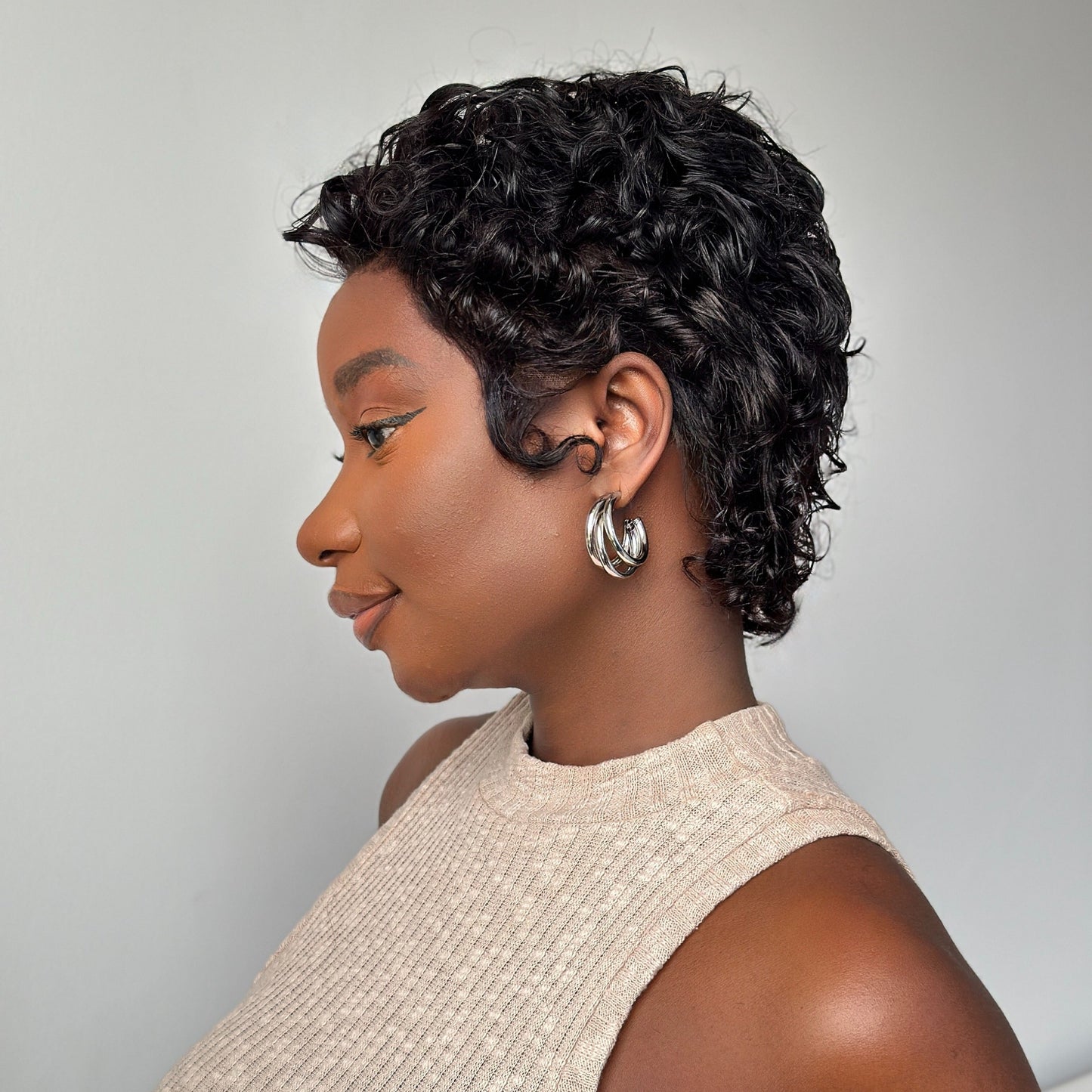 Full Lace Wave Curls Short Pixie Cut Glueless Wig