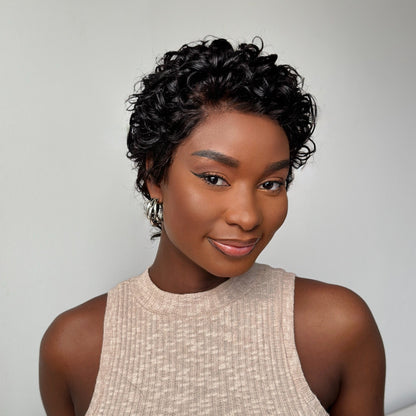 Full Lace Wave Curls Short Pixie Cut Glueless Wig