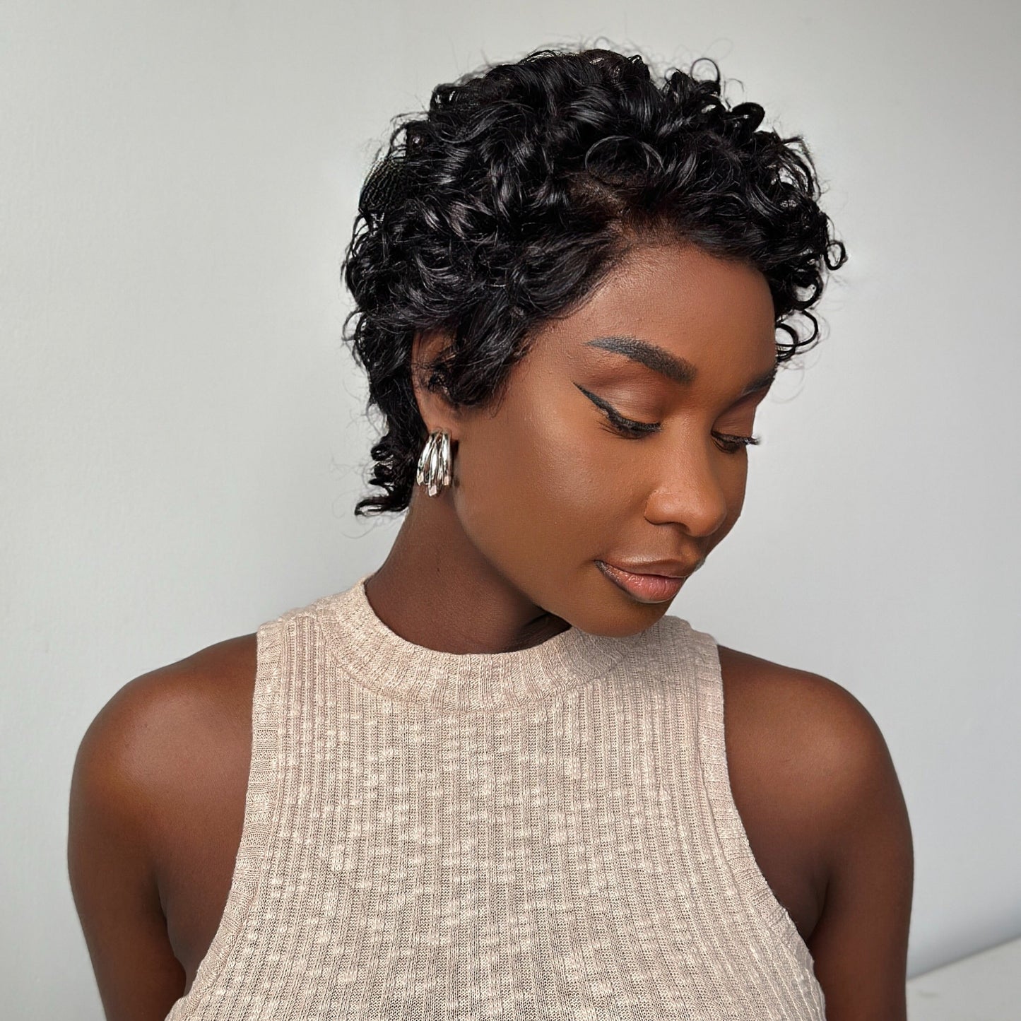Full Lace Wave Curls Short Pixie Cut Glueless Wig