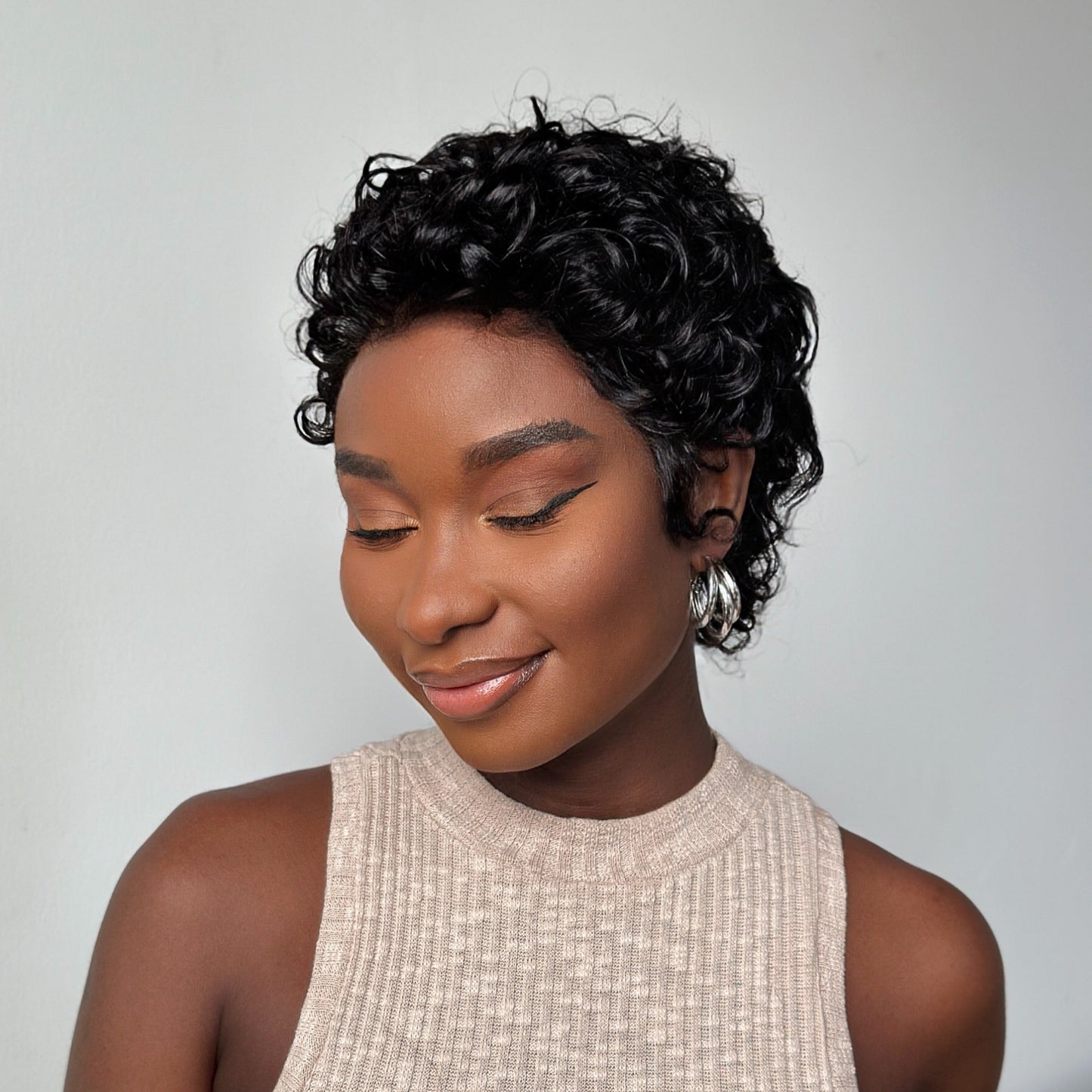 Full Lace Wave Curls Short Pixie Cut Glueless Wig