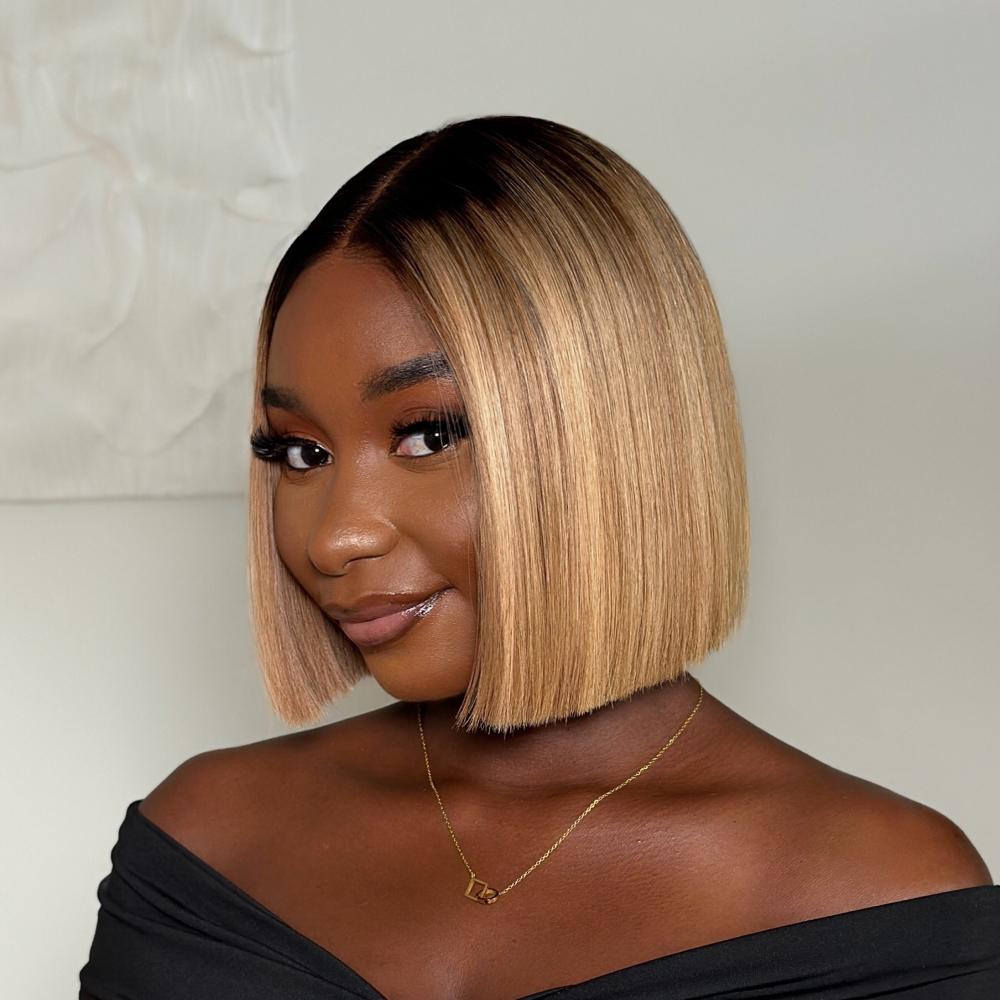 Xtra Thin HD Lace Magic Tape Mesh Cap Gray-Blonde Ombre Bob Wig