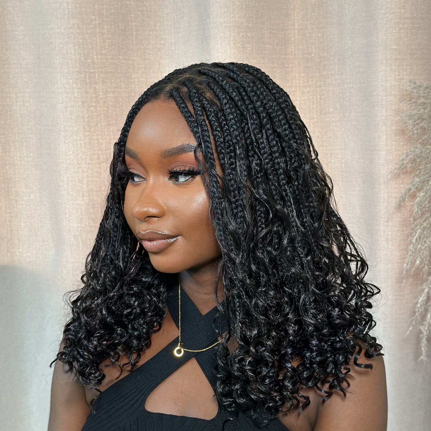 Full Lace Knotless Bohemian Braided Curls Invisi Drawstring Wig