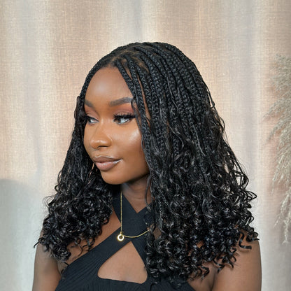 Full Lace Knotless Bohemian Braided Curls Invisi Drawstring Wig