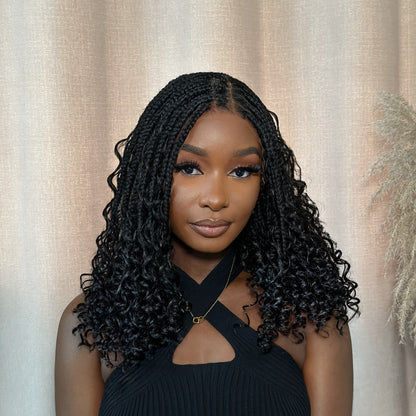 Full Lace Knotless Bohemian Braided Curls Invisi Drawstring Wig