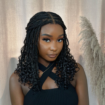 Full Lace Knotless Bohemian Braided Curls Invisi Drawstring Wig
