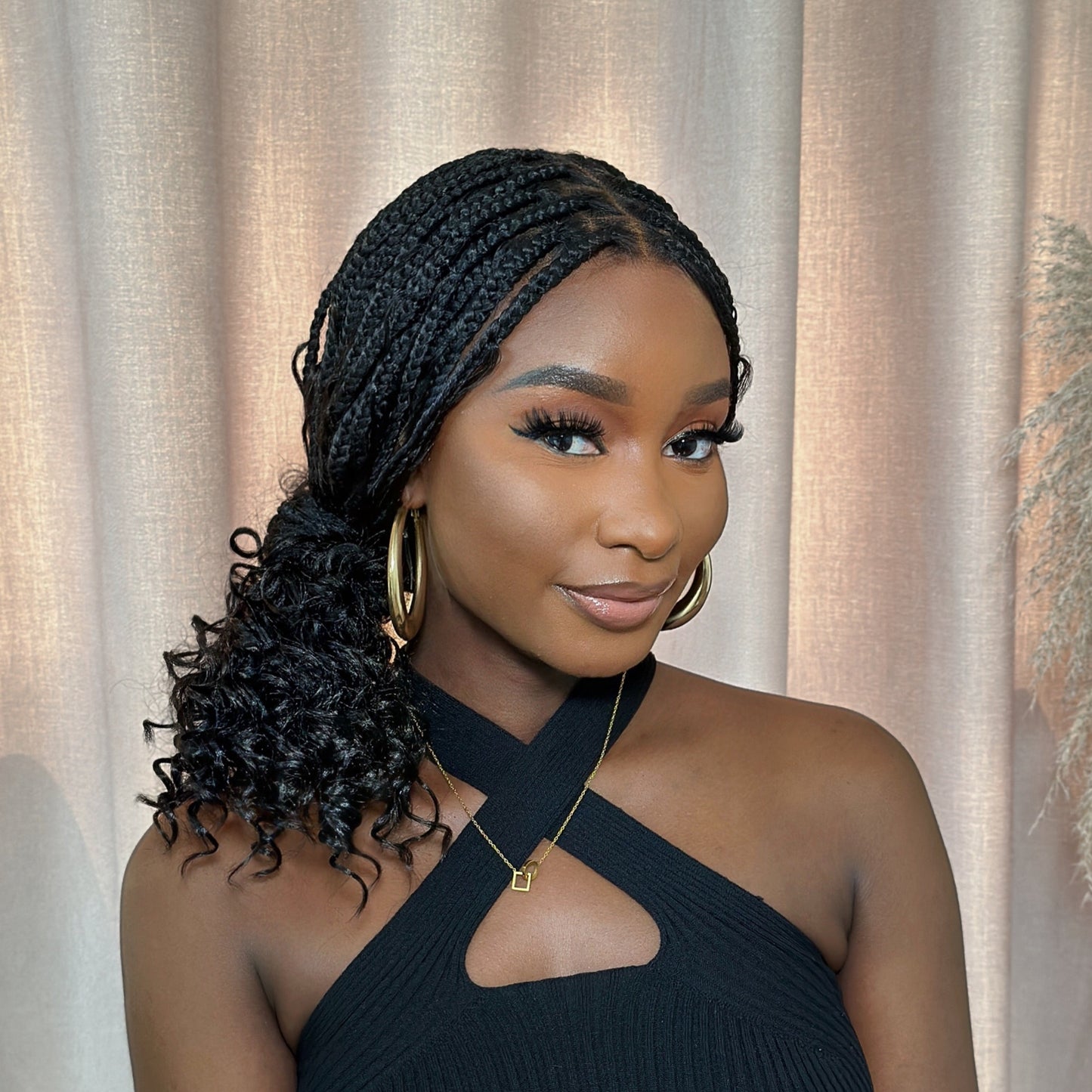 Full Lace Knotless Bohemian Braided Curls Invisi Drawstring Wig