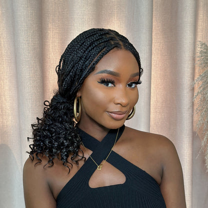 Full Lace Knotless Bohemian Braided Curls Invisi Drawstring Wig