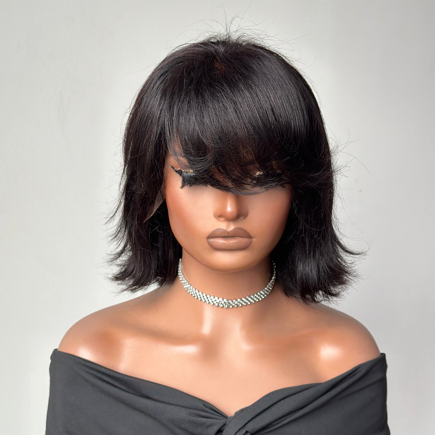 Short Layered Cut Hair With Fringe Bang 13x4 Lace Wig