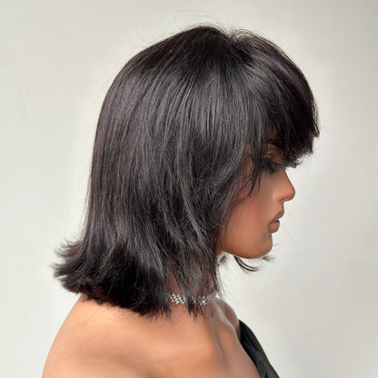 Short Layered Cut Hair With Fringe Bang 13x4 Lace Wig