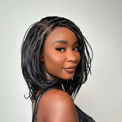 Gorgeous Full Lace Knotless Boho Braided French Curls Invisi Drawstring Wig