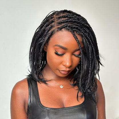 Gorgeous Full Lace Knotless Boho Braided French Curls Invisi Drawstring Wig