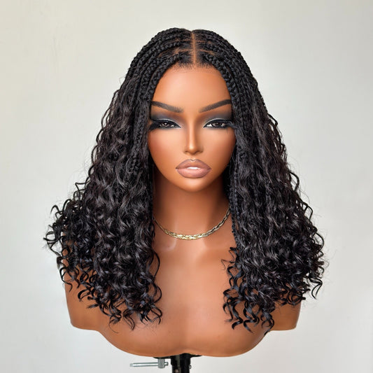 Full Lace Knotless Bohemian Braided Curls Invisi Drawstring Wig