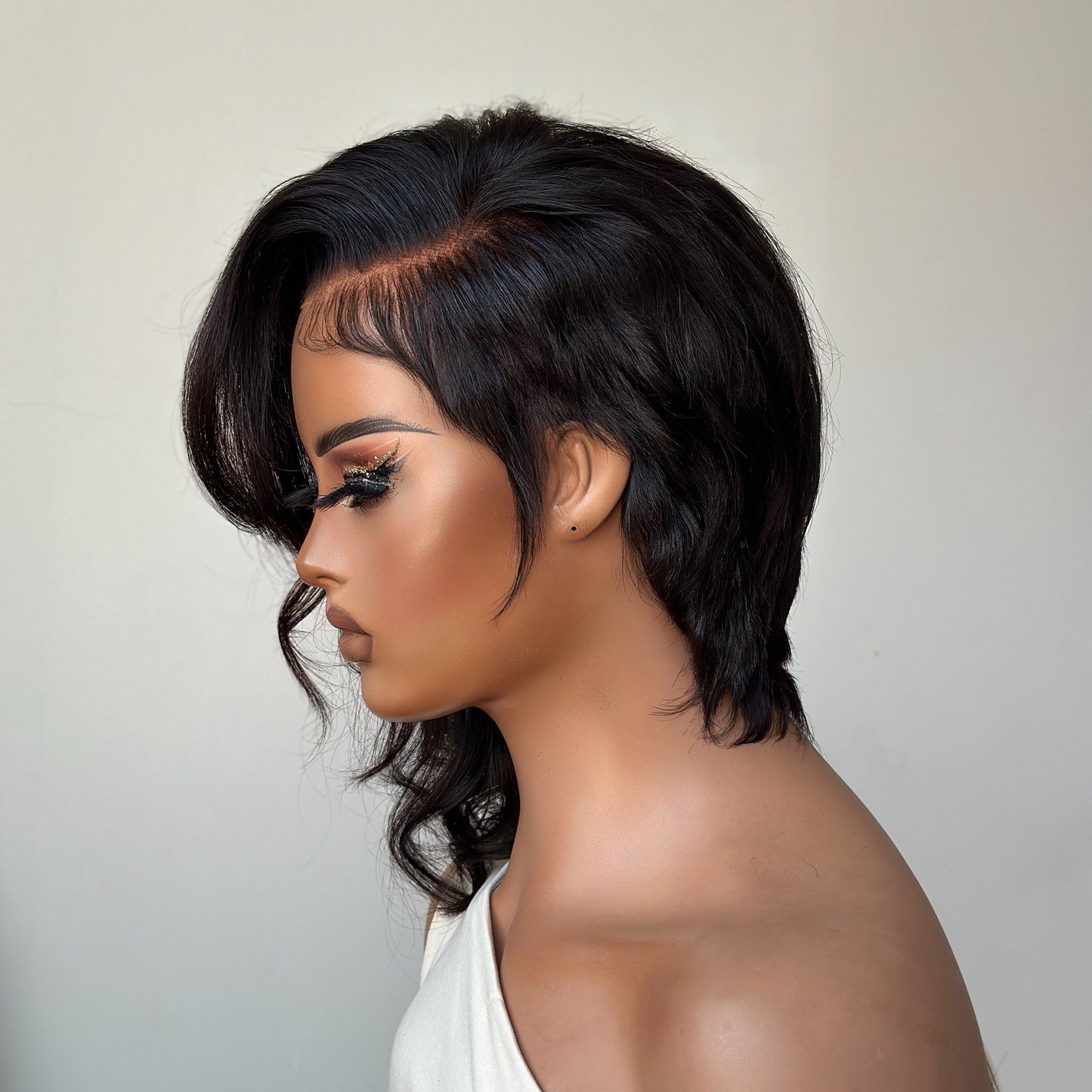 Asymmetrical Side Parted Curls Bob 13×4 Lace Frontal Wig