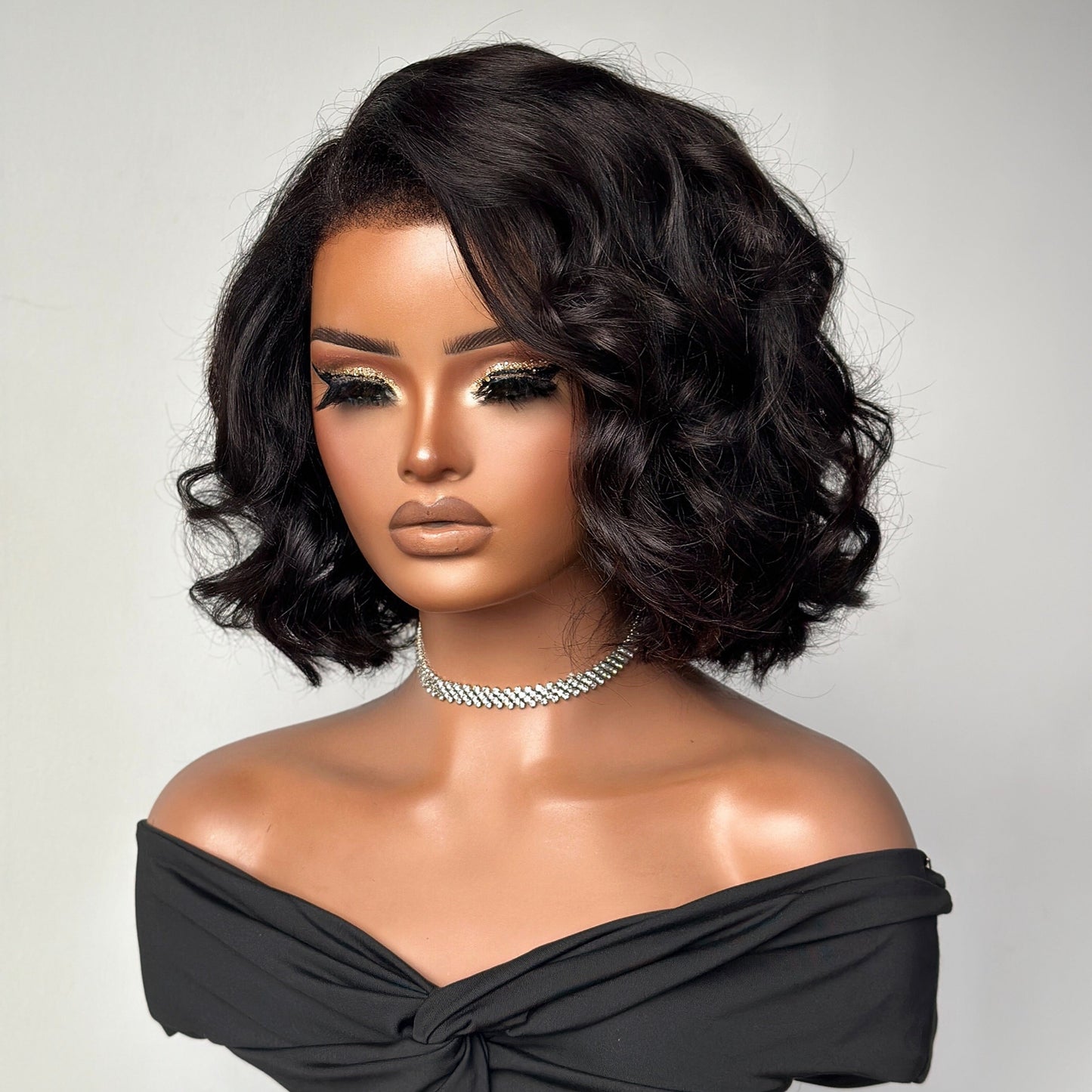 Natural Hairline Side Part Yaki Wavy Bob 13×4 Lace Frontal Wig