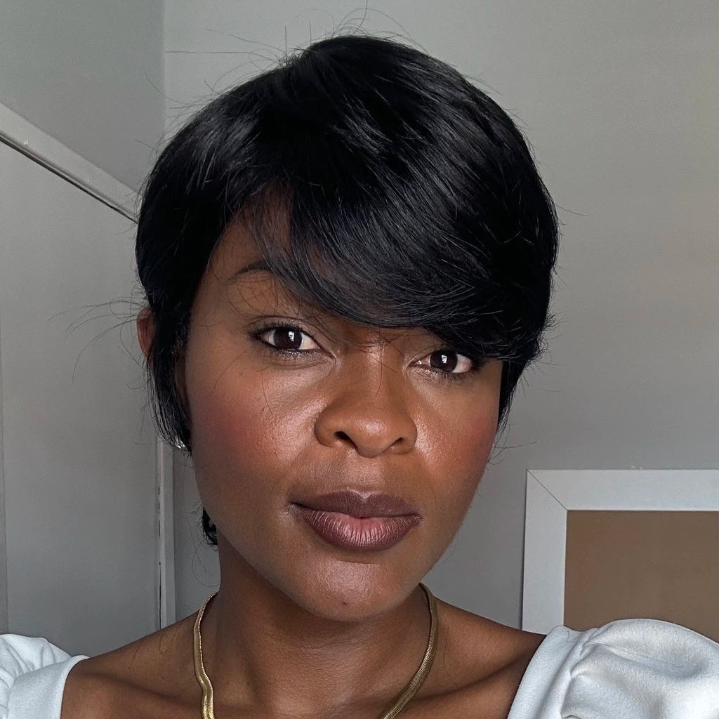 Realistic Layered Short Pixie Cut Wig With Bangs