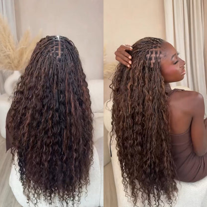 Flexi-fit Full Lace Ombre Brown Knotless Bohemian Braided Curls Invisi Drawstring Wig