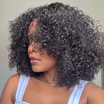 No Lace Glueless Voluminous Afro Kinky Curly Wig 100% Human Hair