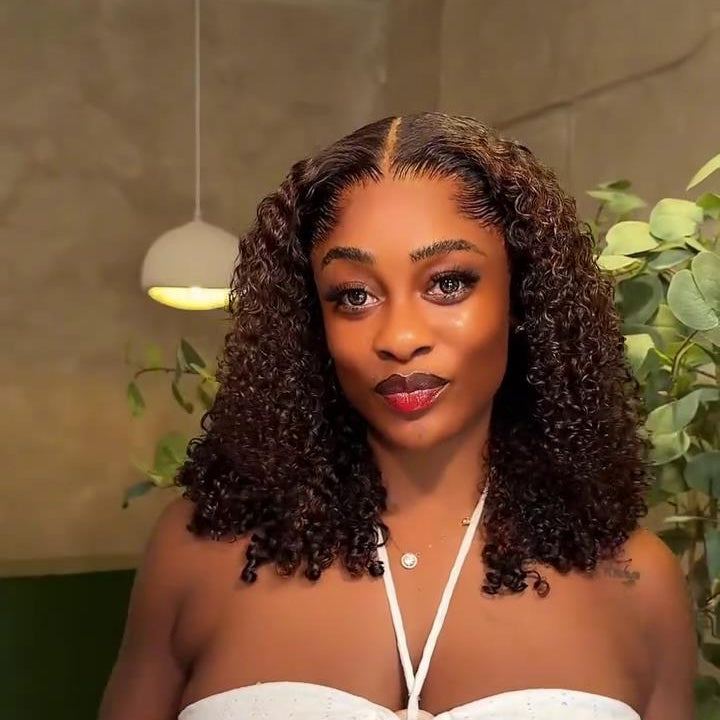 Gorgeous Dark Brown Kinky Curly Bob 5×5 Lace Closure Wig