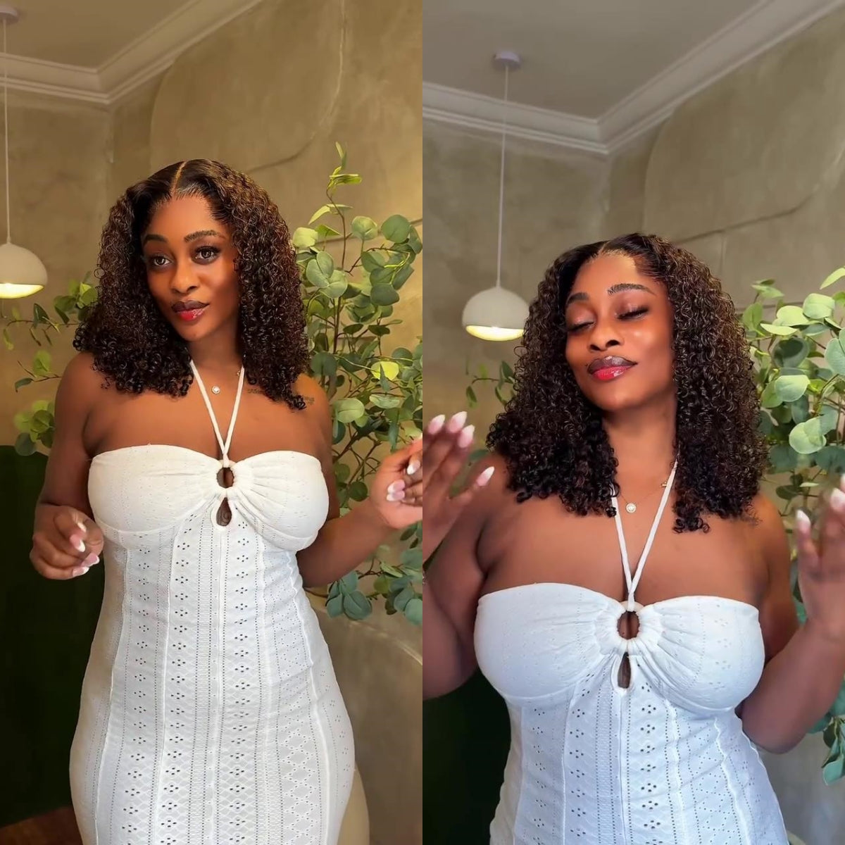 Gorgeous Dark Brown Kinky Curly Bob 5×5 Lace Closure Wig