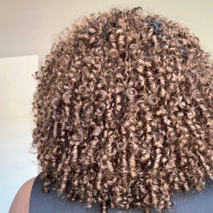 Blonde Brown Highlights Voluminous Short Curly Bob Glueless Wig