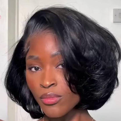 Natural Hairline Side Parted Layered Cut Bob 13×4 Lace Frontal Wig