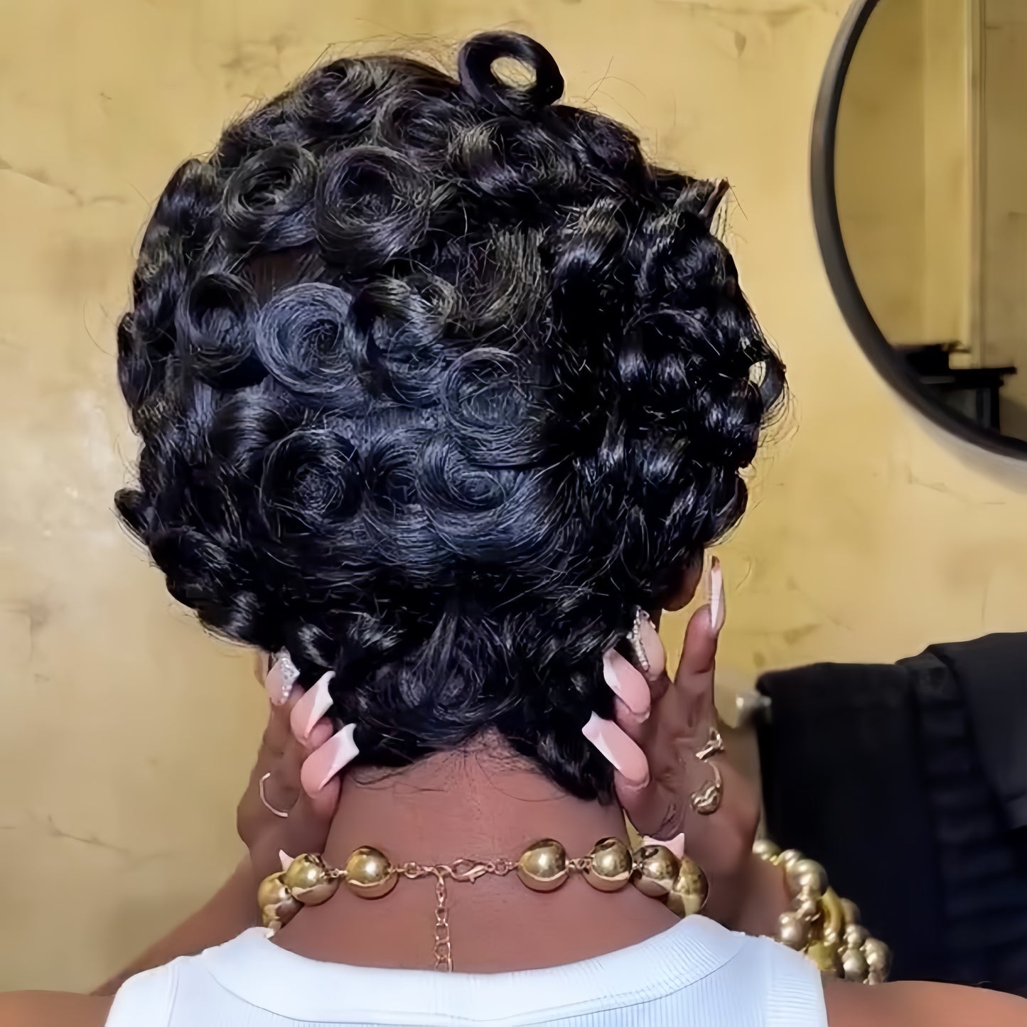 Finger Wave Short Pixie Cut Glueless 100% Human Hair Wig