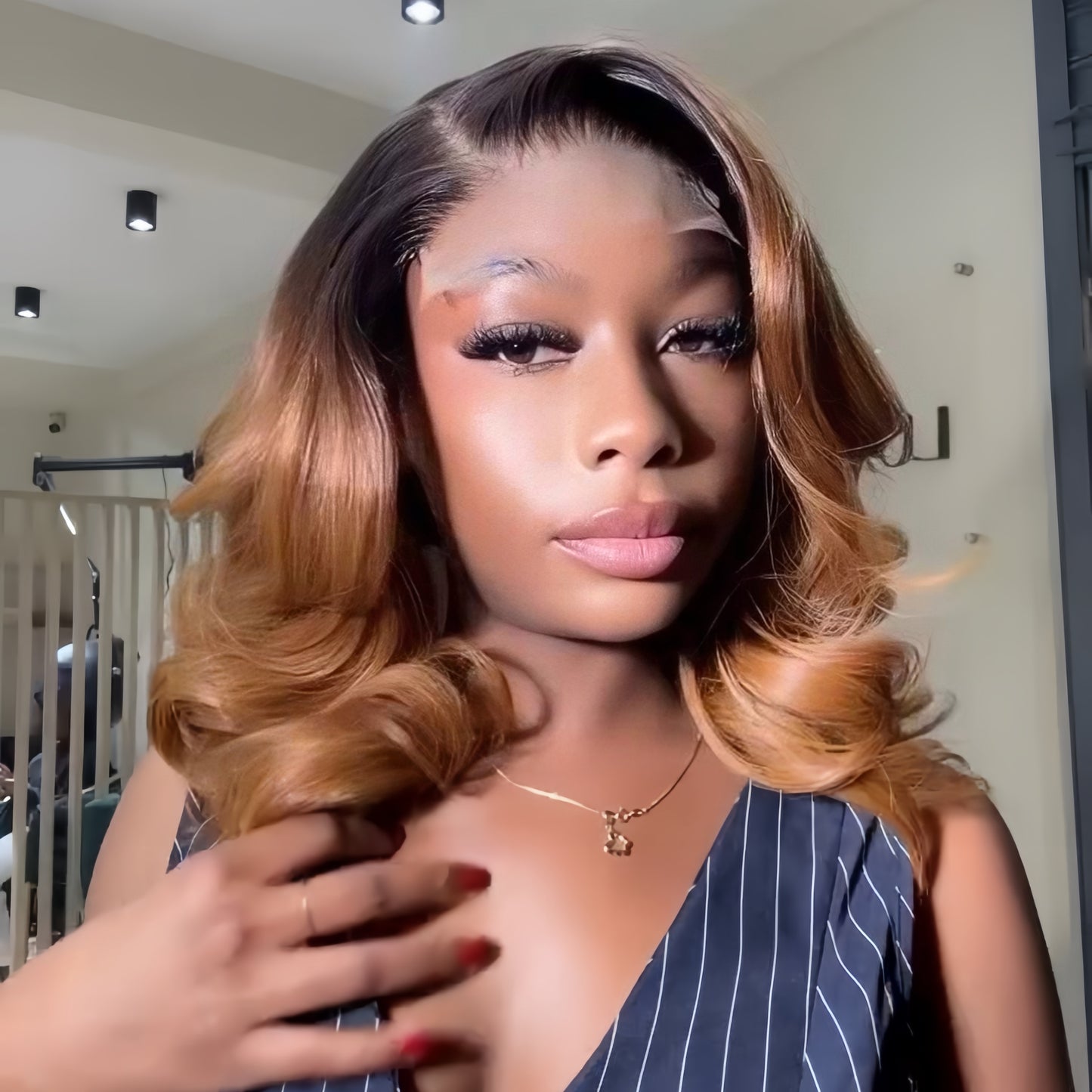 Ombre Brown Body Wave 5x5 Lace Closure Wig