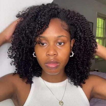 Glueless Natural Voluminous Kinky Curly Bob 5×5 Lace Closure Wig