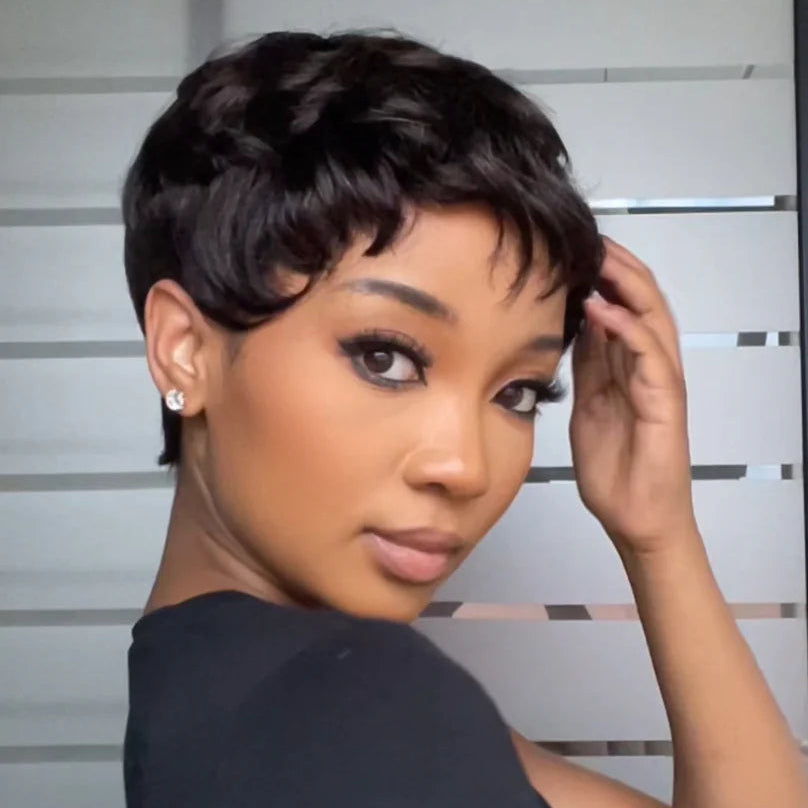 Wear & Go Natural Black Short Peruvian Pixie Cut Wig
