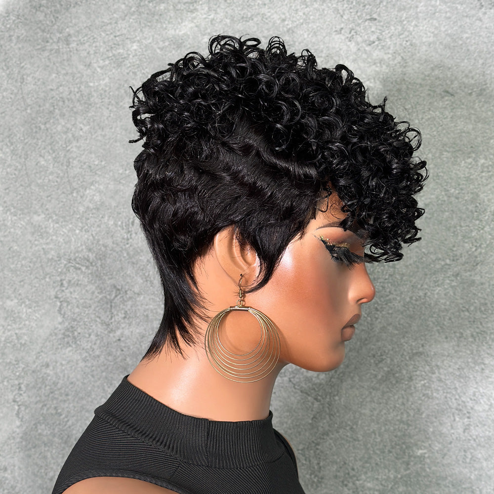Urban Edge Wave Pixie Curls Human Wig