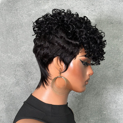 Urban Edge Wave Pixie Curls Human Wig