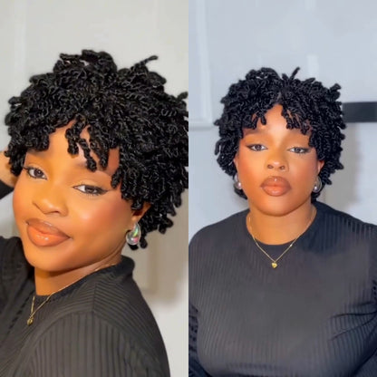 Full Lace Natural Black Afro Lightweight Mini Kinky Twist Wig