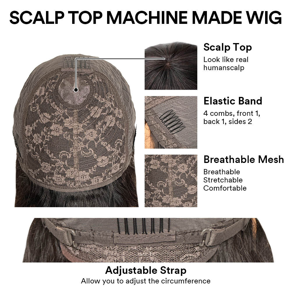 Put On & Go Deep Chocolate Brown Voluminous Curly Bob Wig With Bangs