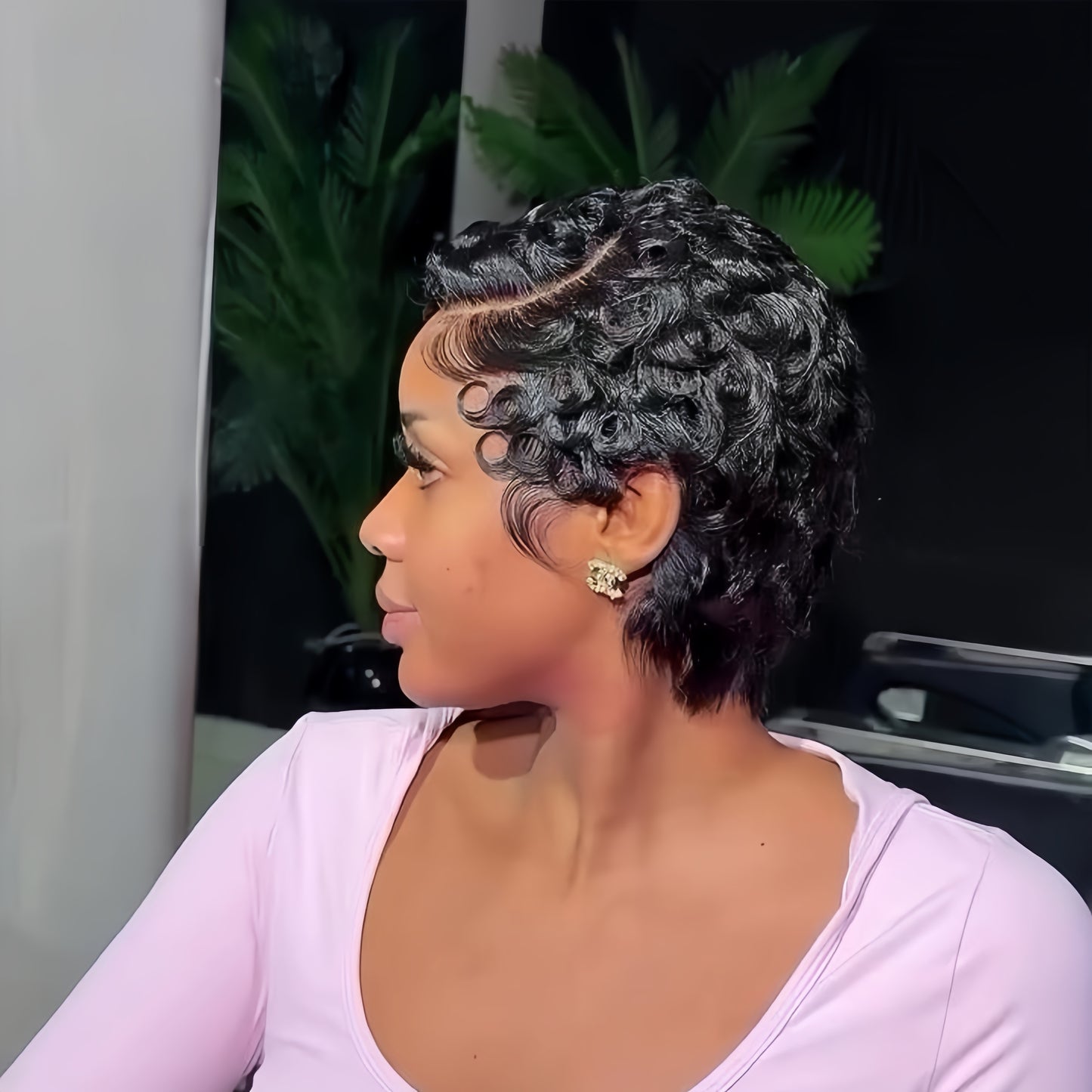 Full Lace Finger Wave Short Pixie Cut Glueless Wig