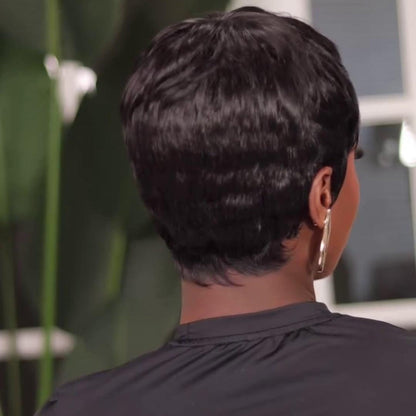 Put On & Go Black/Burgundy Pixie Cut Wig With Bangs